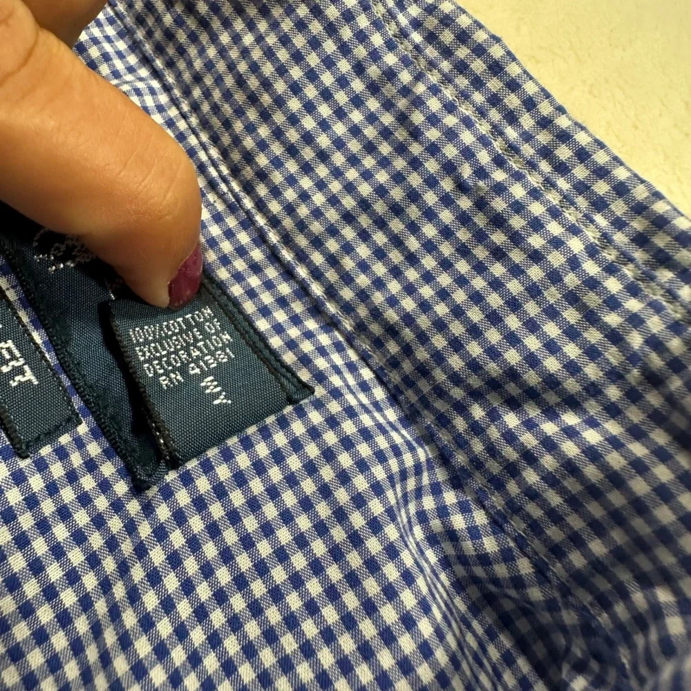 Polo Ralph Lauren Mens XXL Custom Fit Gingham Check Button Down Shirt Blue White